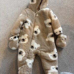 Adorable Tan Bear Print Kids Footie